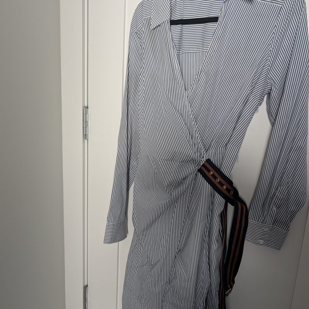 Veronica Beard Blue Striped Midi Dress